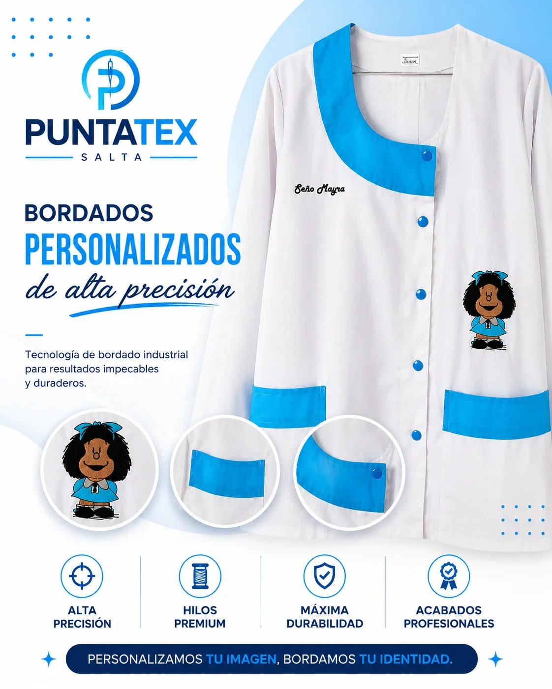 Guardapolvo personalizado con aplique Mafalda, Salta Capital